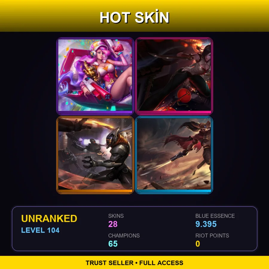 EUW | Lv104 | Unranked | 28 Skin | 65 Champ