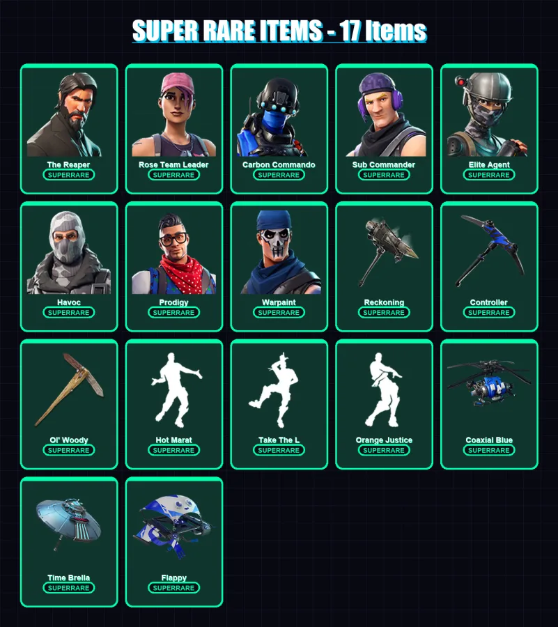 [PC/XBOX] | The Reaper | Rose Team Leader | Carbon Commando | Sub Commander | Elite Agent | 139 skin | 134 pickaxe | 127 emote | 143 glider | Lv2262 — Fortnite account