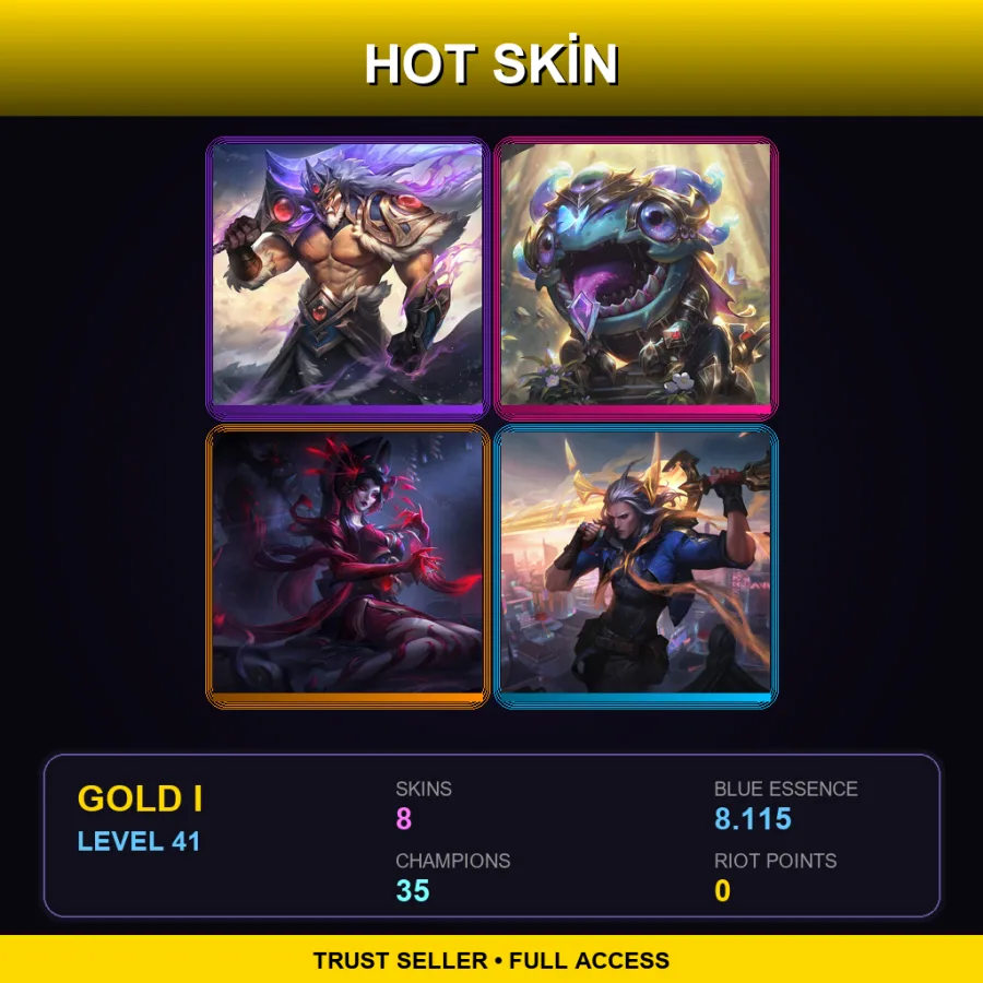 EUW | Lv41 | Gold I | 8 Skin | 35 Champ