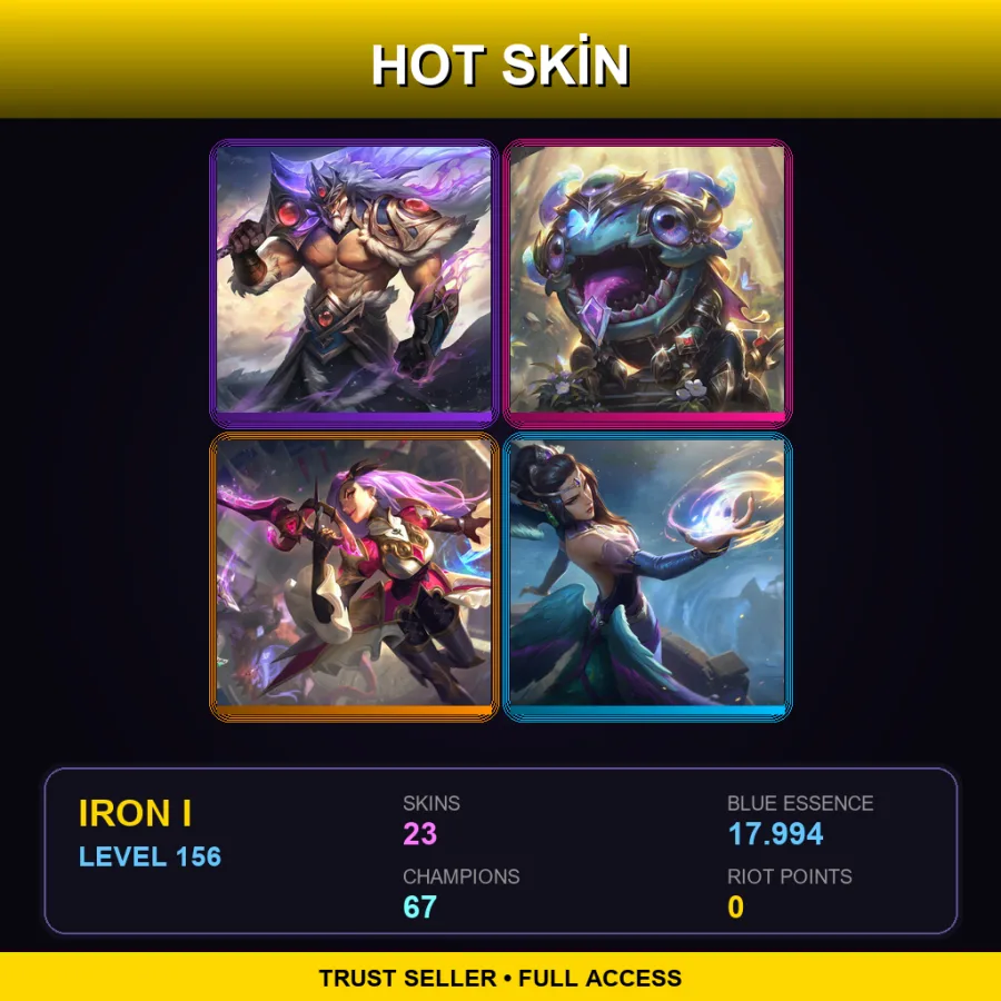 LAS | Lv156 | Iron I | 23 Skin | 67 Champ — LoL account
