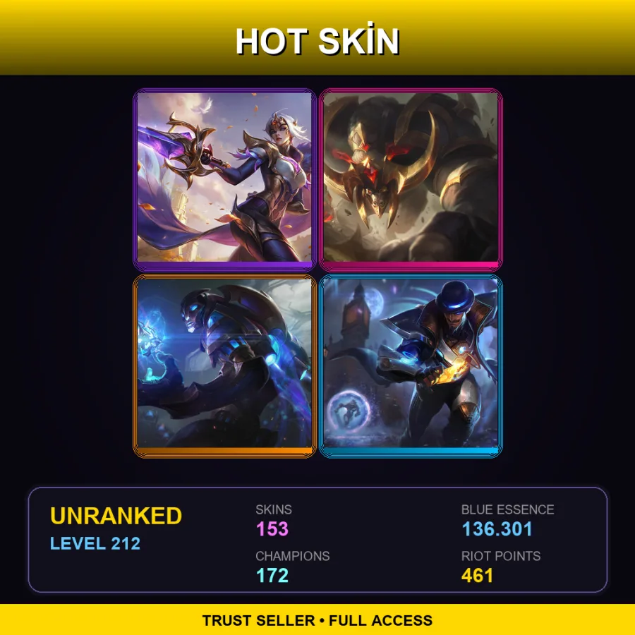 NA | Lv212 | Unranked | 153 Skin | 172 Champ