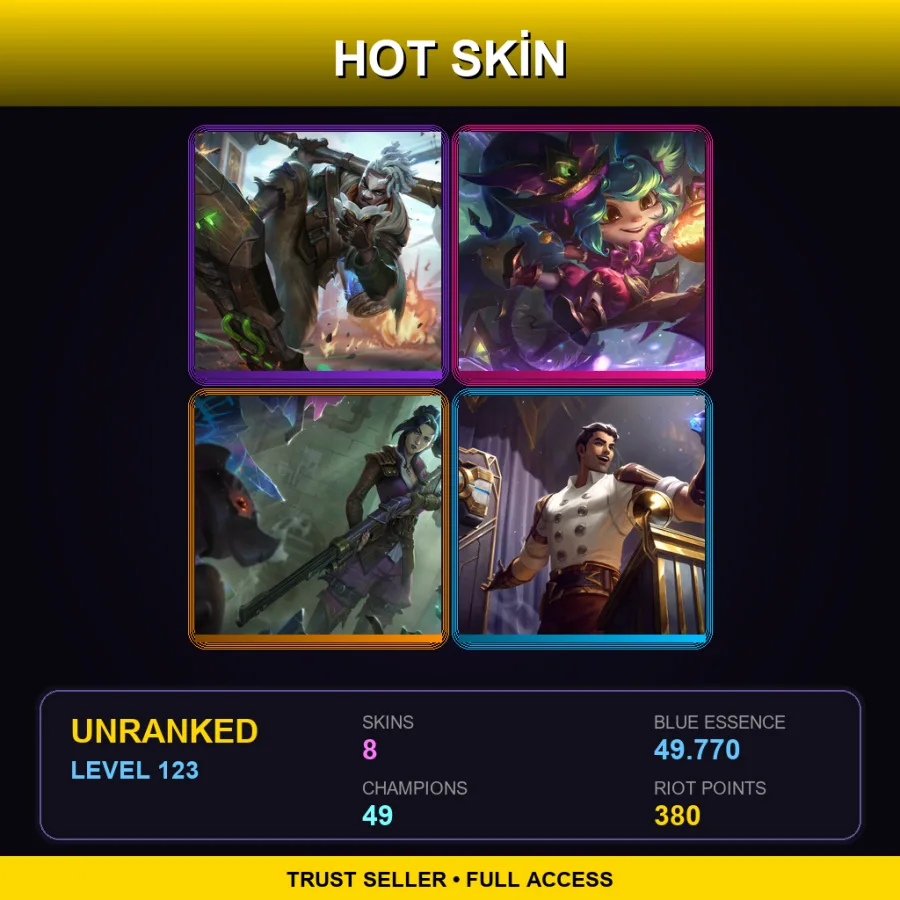 EUW | Lv123 | Unranked | 8 Skin | 49 Champ