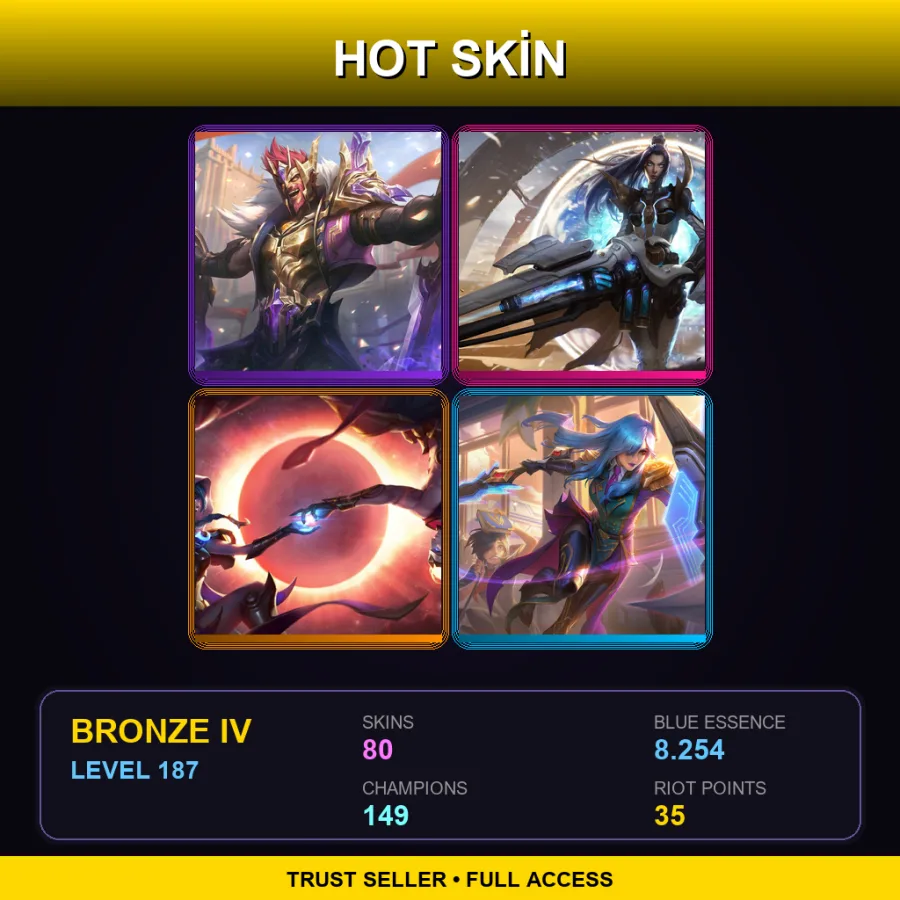 TR | Lv187 | Bronze IV | 80 Skin | 149 Champ — LoL account