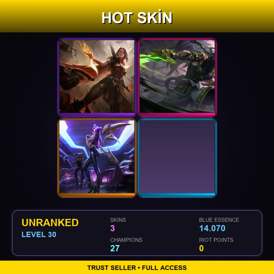 LAN | Lv30 | Unranked | 3 Skin | 27 Champ — Unranked / Smurf League of Legends