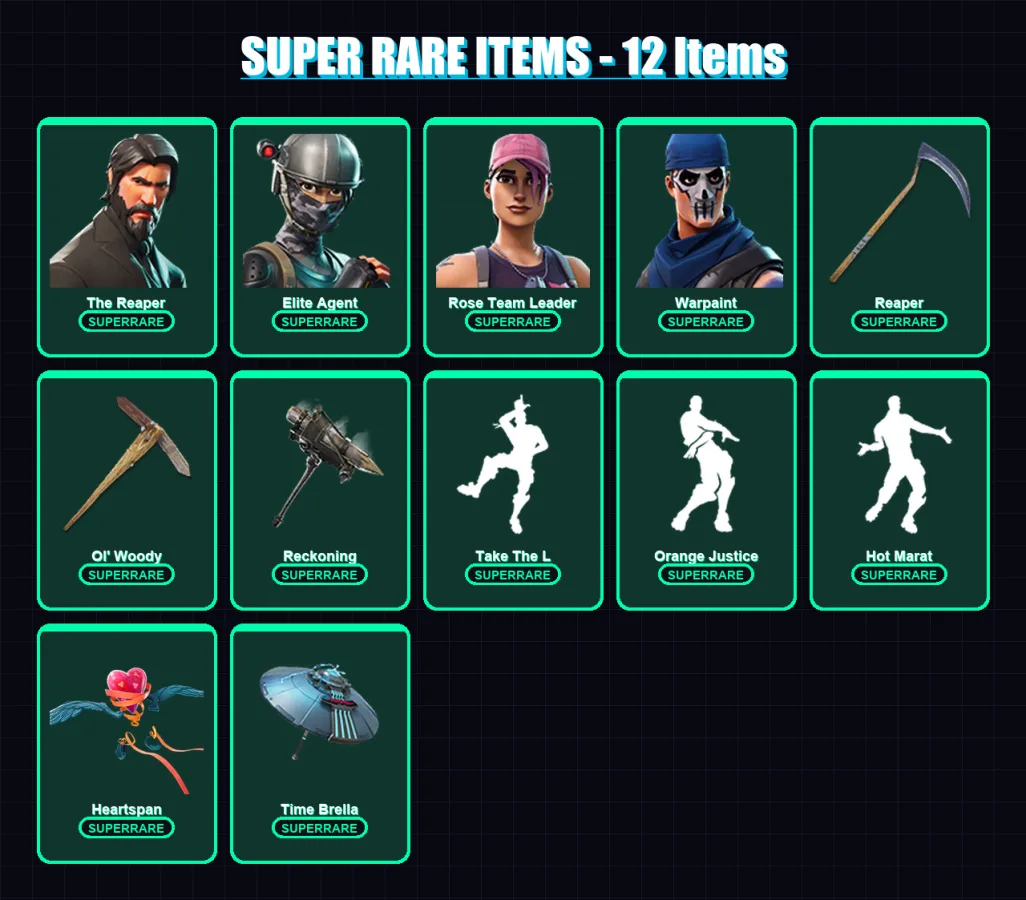 [PC/PSN] | The Reaper | Elite Agent | Rose Team Leader | Warpaint | Love Ranger | 72 skin | 58 pickaxe | 63 emote | 59 glider | Lv686 — Fortnite account