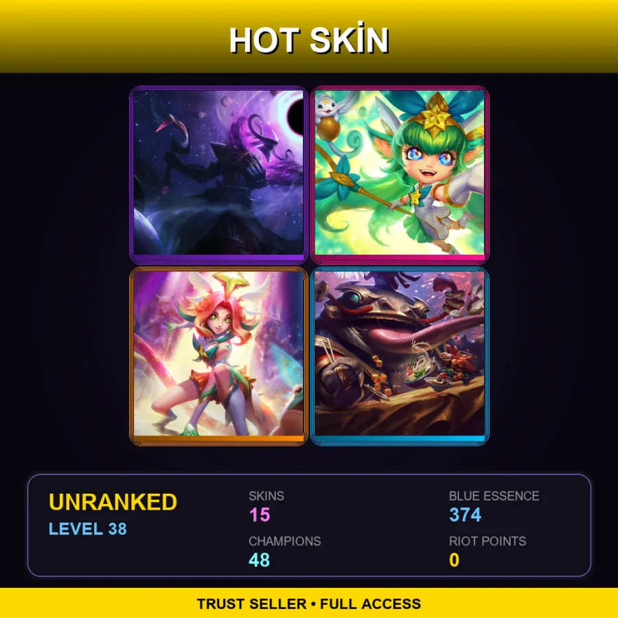 RU | Lv38 | Unranked | 15 Skin | 48 Champ — LoL account
