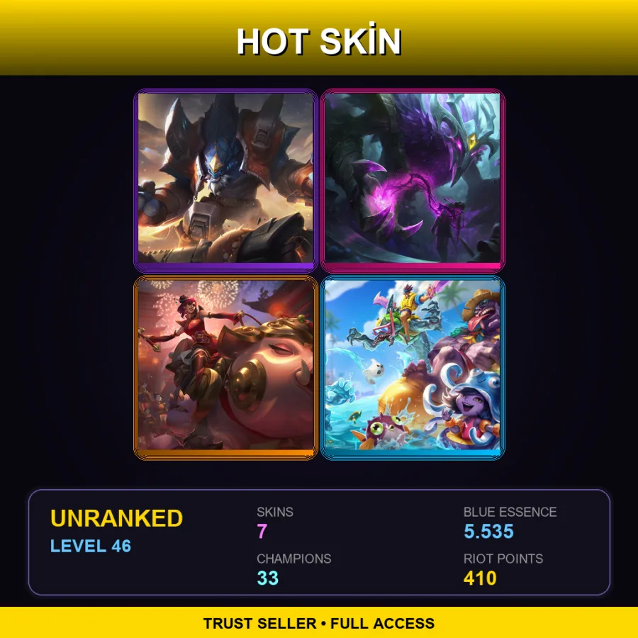 EUW | Lv46 | Unranked | 7 Skin | 33 Champ
