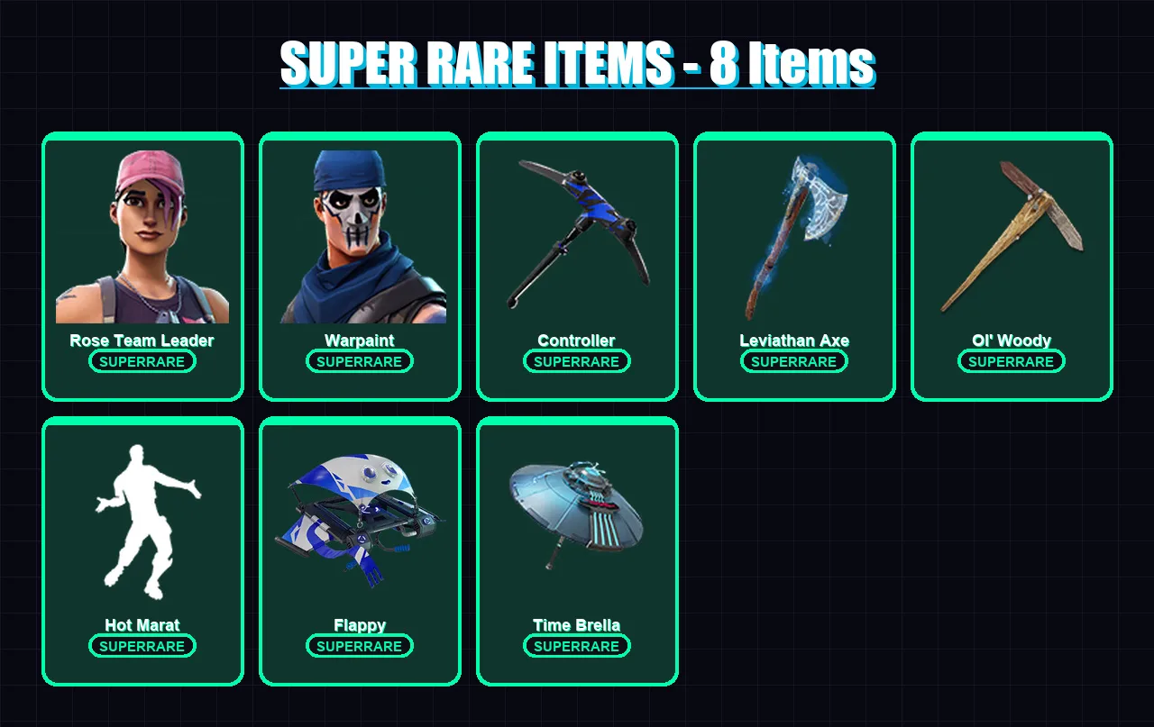 [PC/XBOX/PSN] | Rose Team Leader | Warpaint | Rox | Hybrid | Gear Specialist Maya | 130 skin | 153 pickaxe | 115 emote | 133 glider | Lv2138