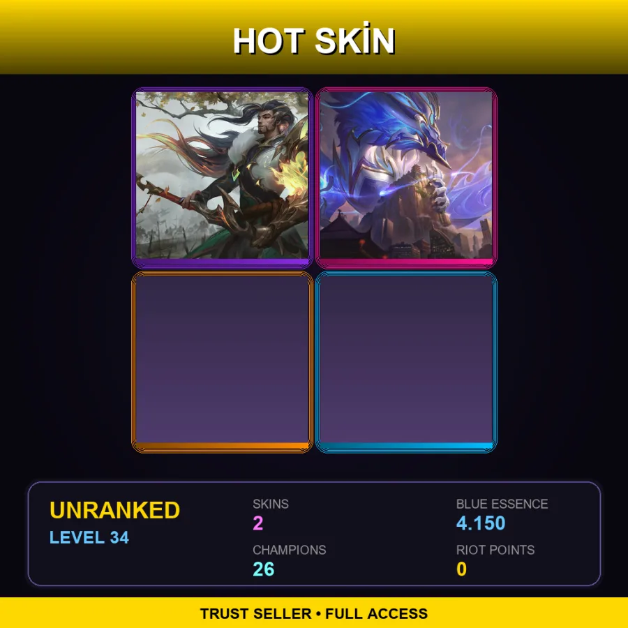 LAN | Lv34 | Unranked | 2 Skin | 26 Champ — LoL account