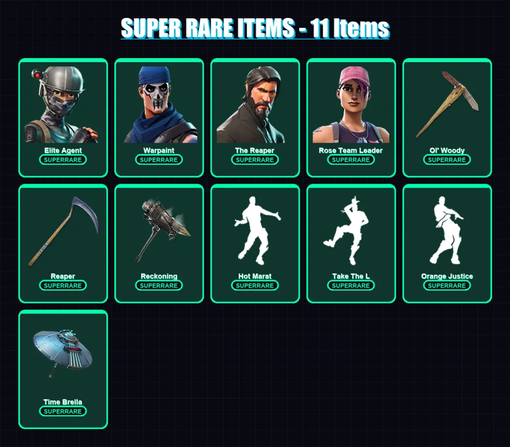 [PC/XBOX/PSN] | Elite Agent | Warpaint | The Reaper | Rose Team Leader | Carbide | 131 skin | 102 pickaxe | 100 emote | 108 glider | Lv1599