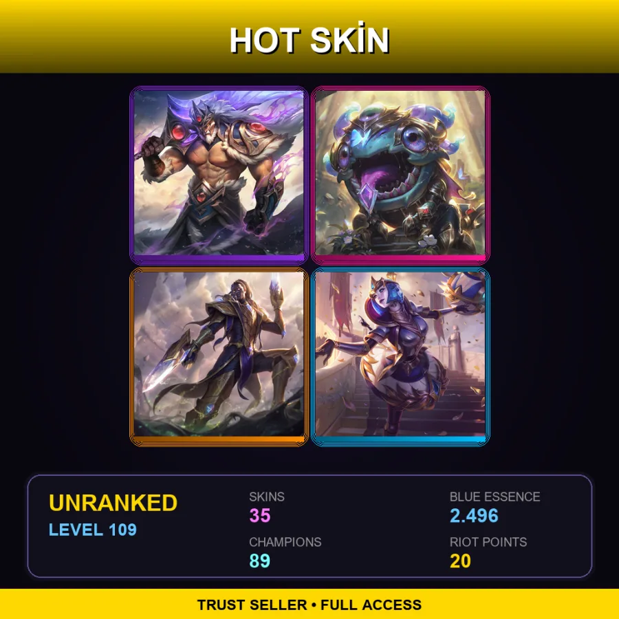 EUNE | Lv109 | Unranked | 35 Skin | 89 Champ
