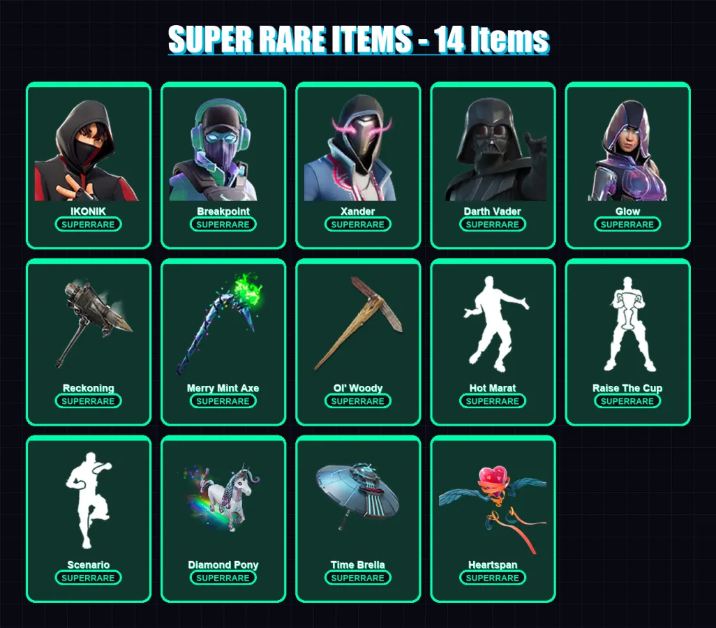 [PC] | IKONIK | Breakpoint | Xander | Darth Vader | Glow | 320 skin | 336 pickaxe | 361 emote | 254 glider | Lv3508