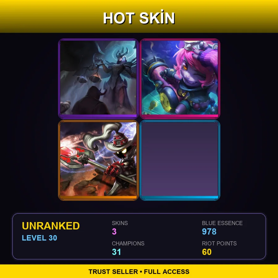 NA | Lv30 | Unranked | 3 Skin | 31 Champ