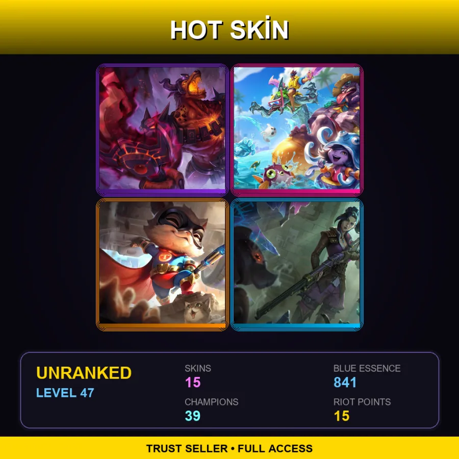 LAN | Lv47 | Unranked | 15 Skin | 39 Champ — LoL account