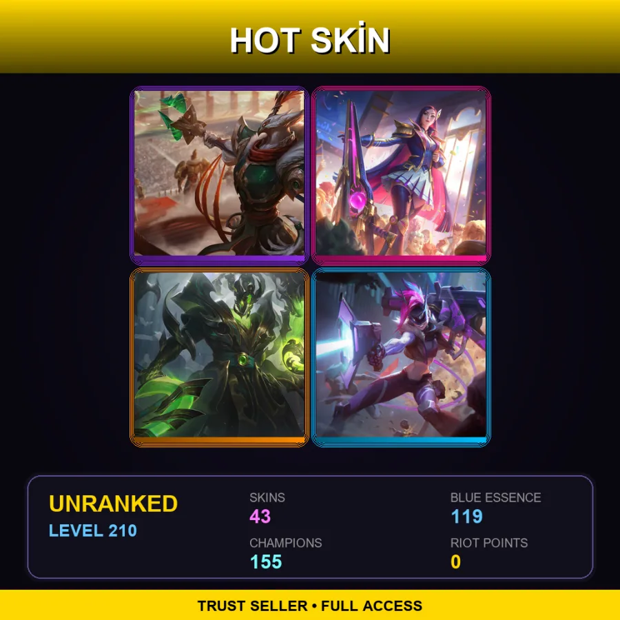 LAS | Lv210 | Unranked | 43 Skin | 155 Champ — Unranked / Smurf League of Legends