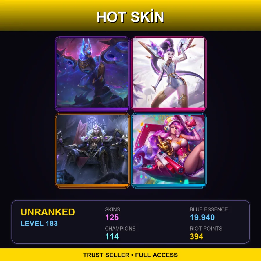 RU | Lv183 | Unranked | 125 Skin | 114 Champ — LoL account