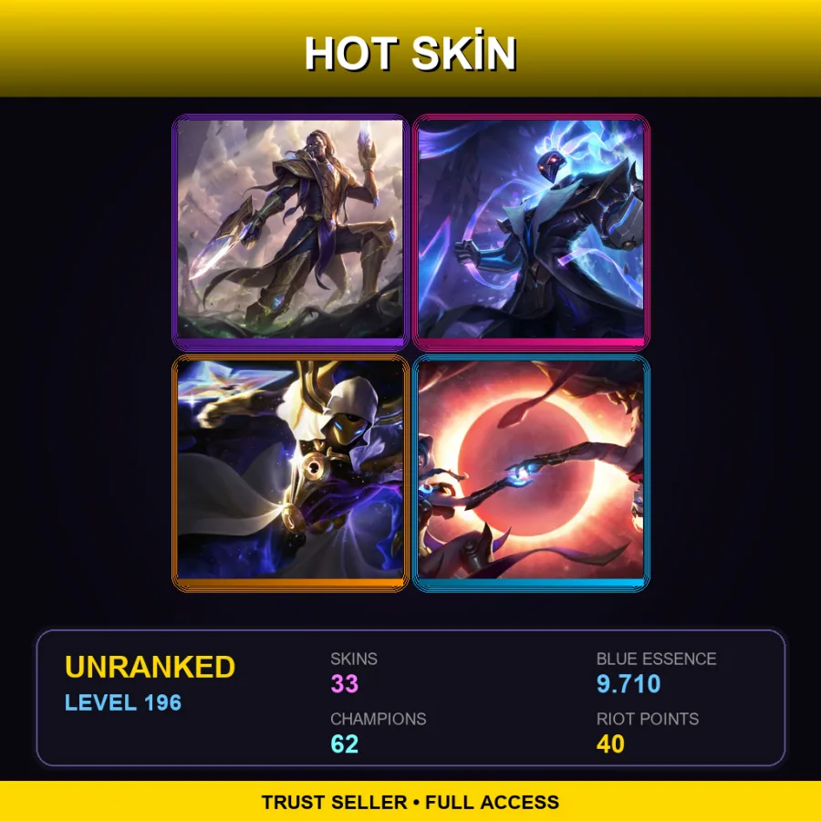 LAS | Lv196 | Unranked | 33 Skin | 62 Champ