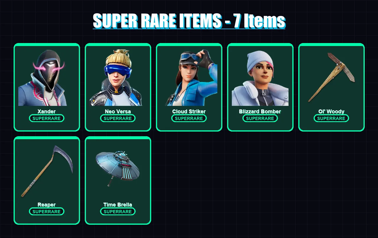 [PC/XBOX] | Xander | Neo Versa | Cloud Striker | Blizzard Bomber | Predator | 137 skin | 182 pickaxe | 117 emote | 124 glider | Lv2405