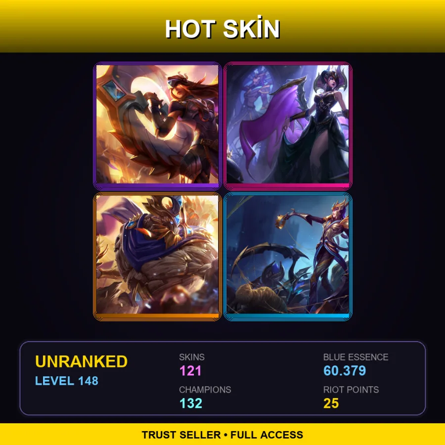 NA | Lv148 | Unranked | 121 Skin | 132 Champ