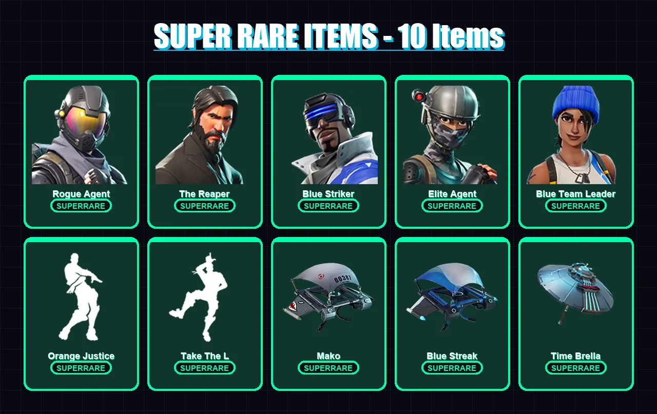 [PS4/PS5/XBOX/PC] | Rogue Agent | The Reaper | Blue Striker | Elite Agent | Blue Team Leader | 33 skin | 42 pickaxe | 47 emote | 42 glider | Lv697