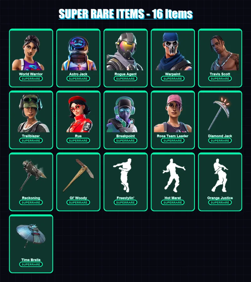 [PC/XBOX/PSN] | World Warrior | Astro Jack | Rogue Agent | Warpaint | Travis Scott | 202 skin | 201 pickaxe | 185 emote | 159 glider | Lv2581