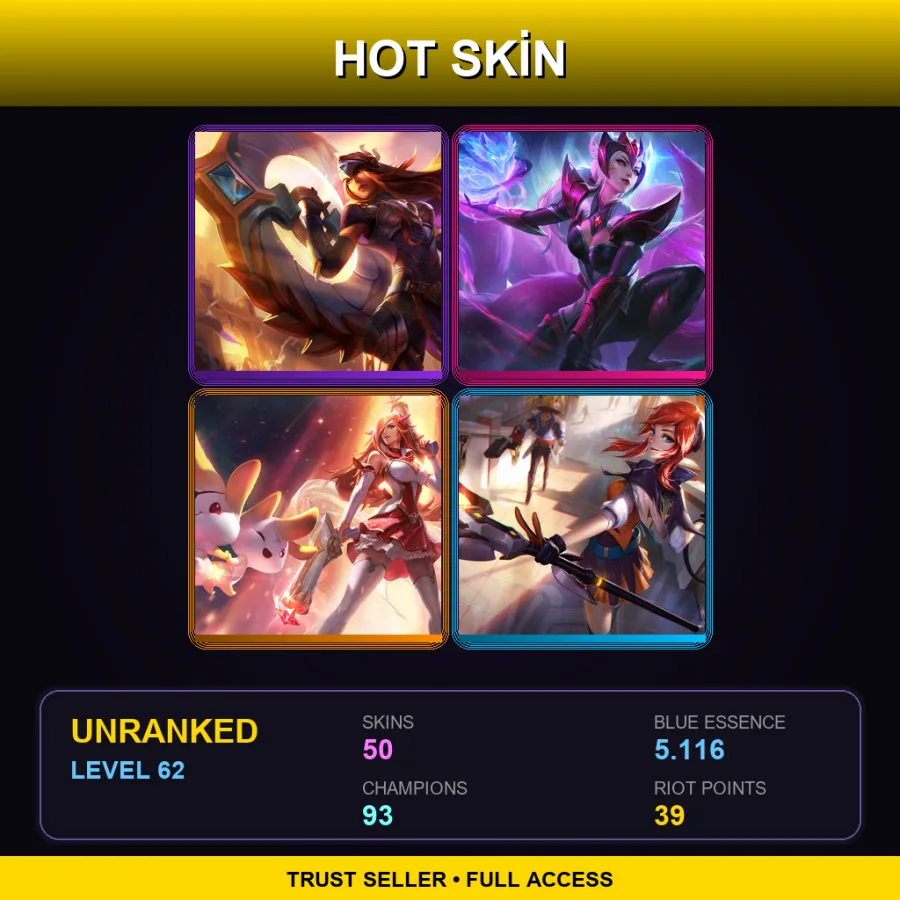 LAS | Lv62 | Unranked | 50 Skin | 93 Champ