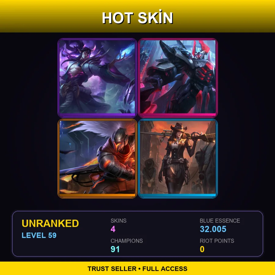 LAN | Lv59 | Unranked | 4 Skin | 91 Champ — Sheriff Caitlyn
