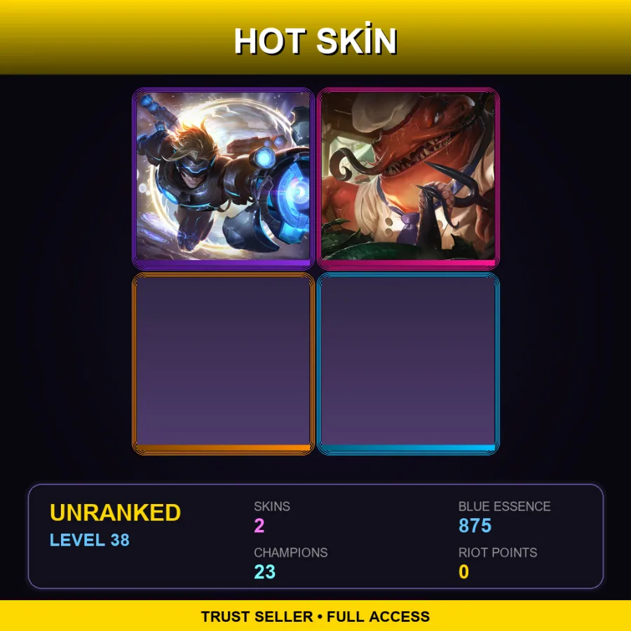 LAS | Pulsefire Ezreal | Master Chef Tahm Kench | 2 Skin | 23 Champ | Lv38