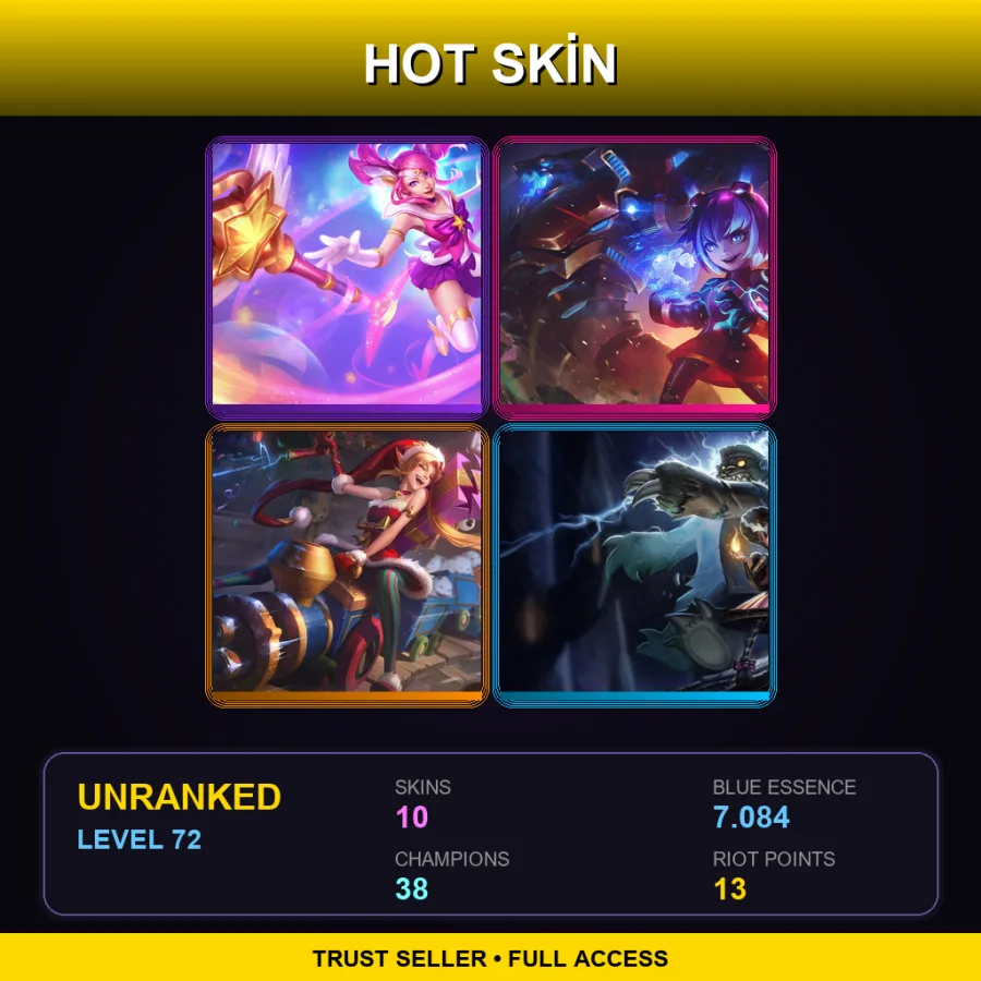 EUNE | Lv72 | Unranked | 10 Skin | 38 Champ — LoL account