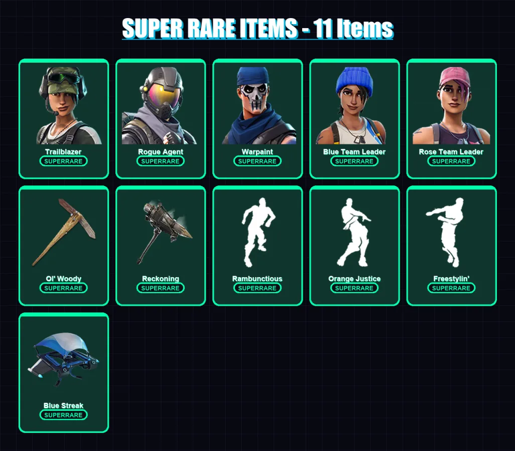 [PC/XBOX/PSN] | Trailblazer | Rogue Agent | Warpaint | Blue Team Leader | Rose Team Leader | 48 skin | 52 pickaxe | 57 emote | 44 glider | Lv537 — Fortnite account