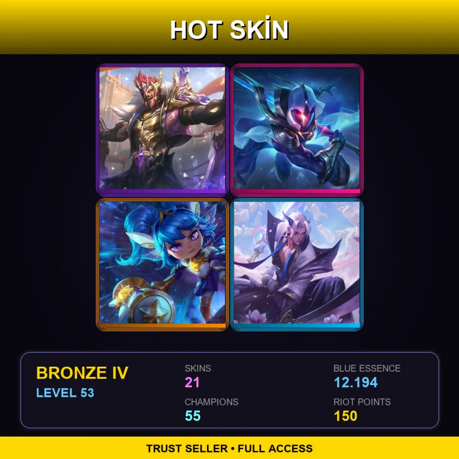 SG | Lv53 | Bronze IV | 21 Skin | 55 Champ