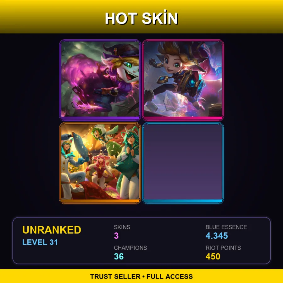 NA | Lv31 | Unranked | 3 Skin | 36 Champ — LoL account