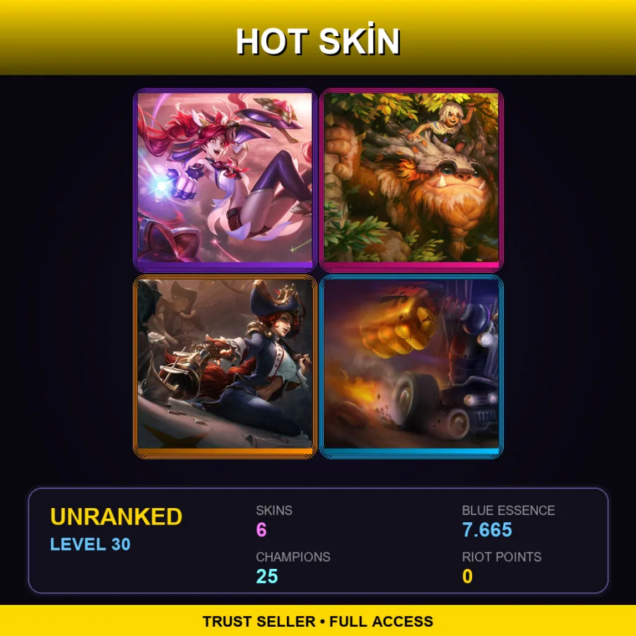NA | Lv30 | Unranked | 6 Skin | 25 Champ with Nunu & Willump