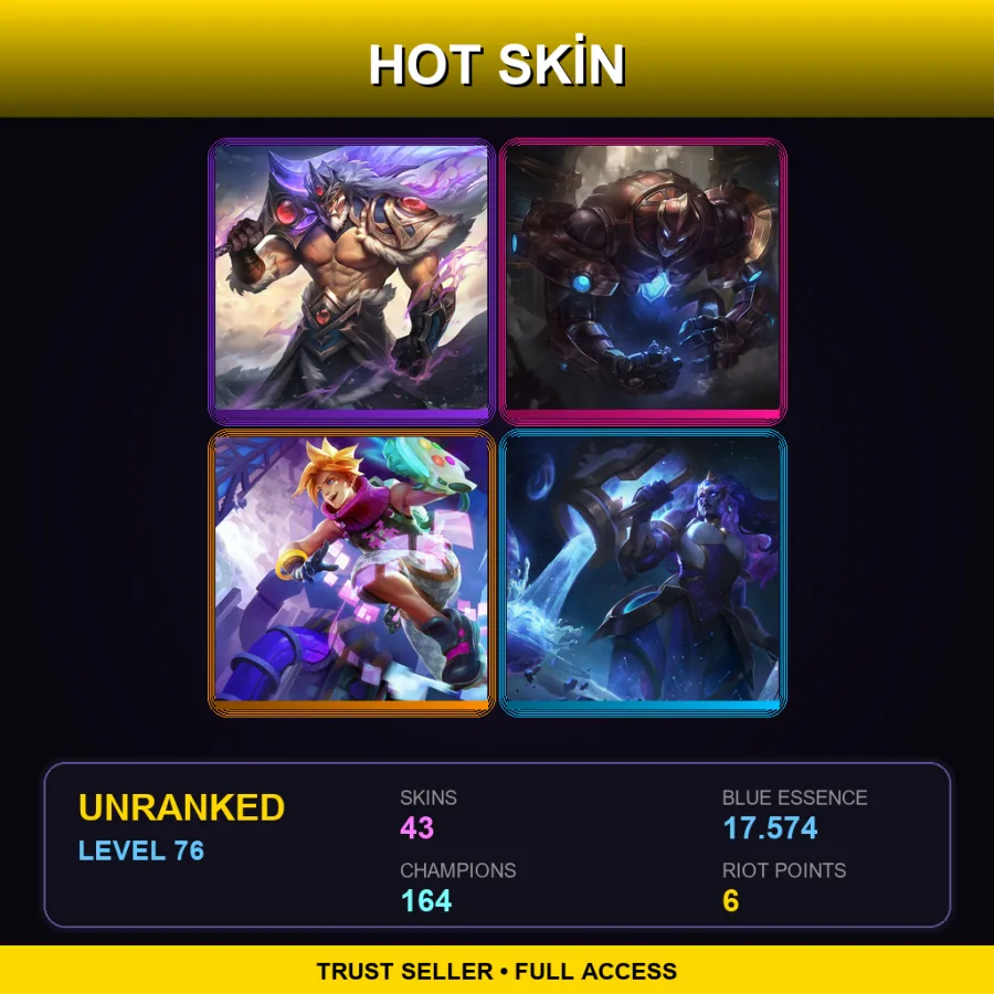 TW | Lv76 | Unranked | 43 Skin | 164 Champ