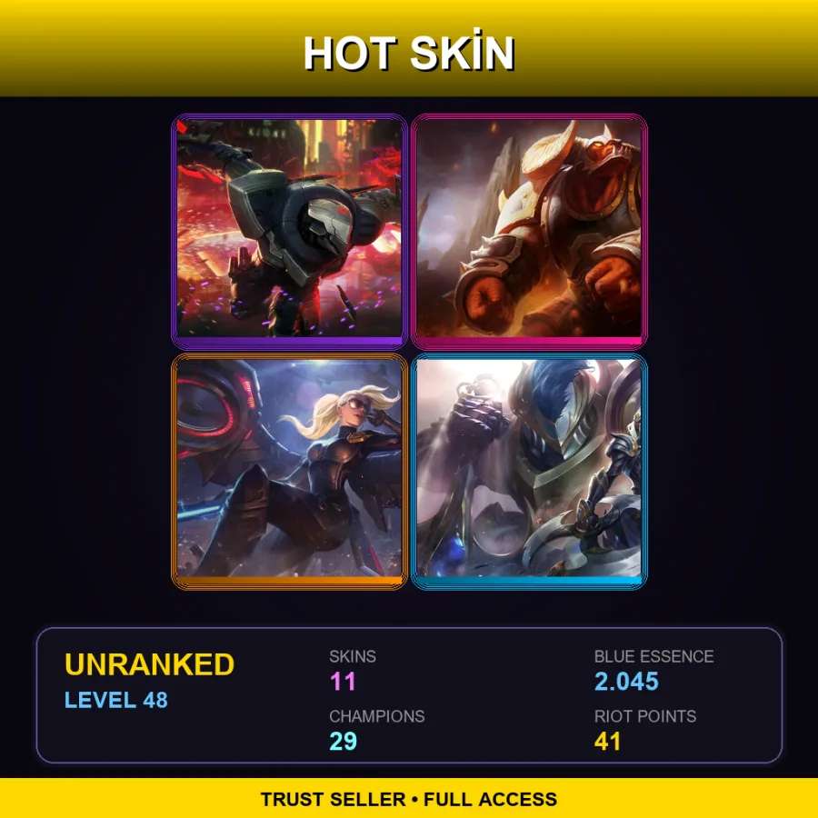 EUW | Lv48 | Unranked | 11 Skin | 29 Champ