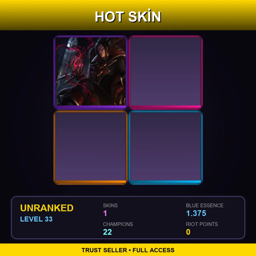 EUW | Lv33 | Unranked | 1 Skin | 22 Champ