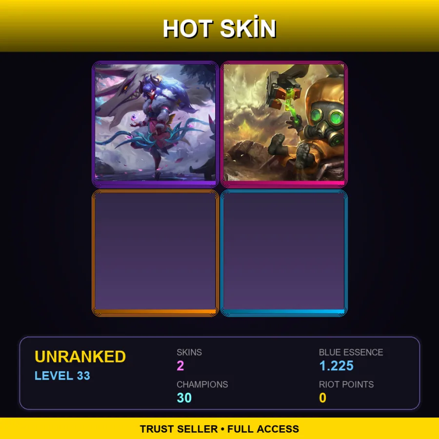 EUW | Lv33 | Unranked | 2 Skin | 30 Champ — LoL account