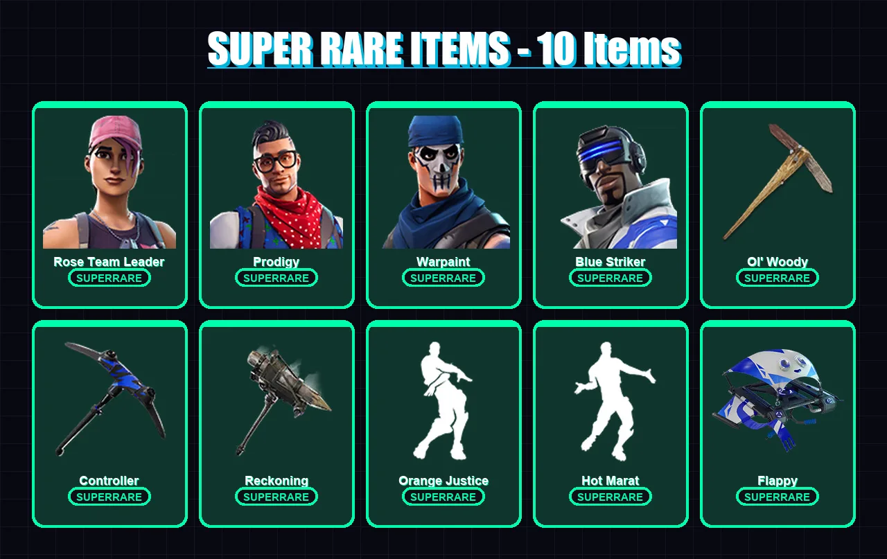 [PC/XBOX/PSN] | Rose Team Leader | Prodigy | Warpaint | Blue Striker | The Prisoner | 36 skin | 34 pickaxe | 38 emote | 36 glider | Lv467