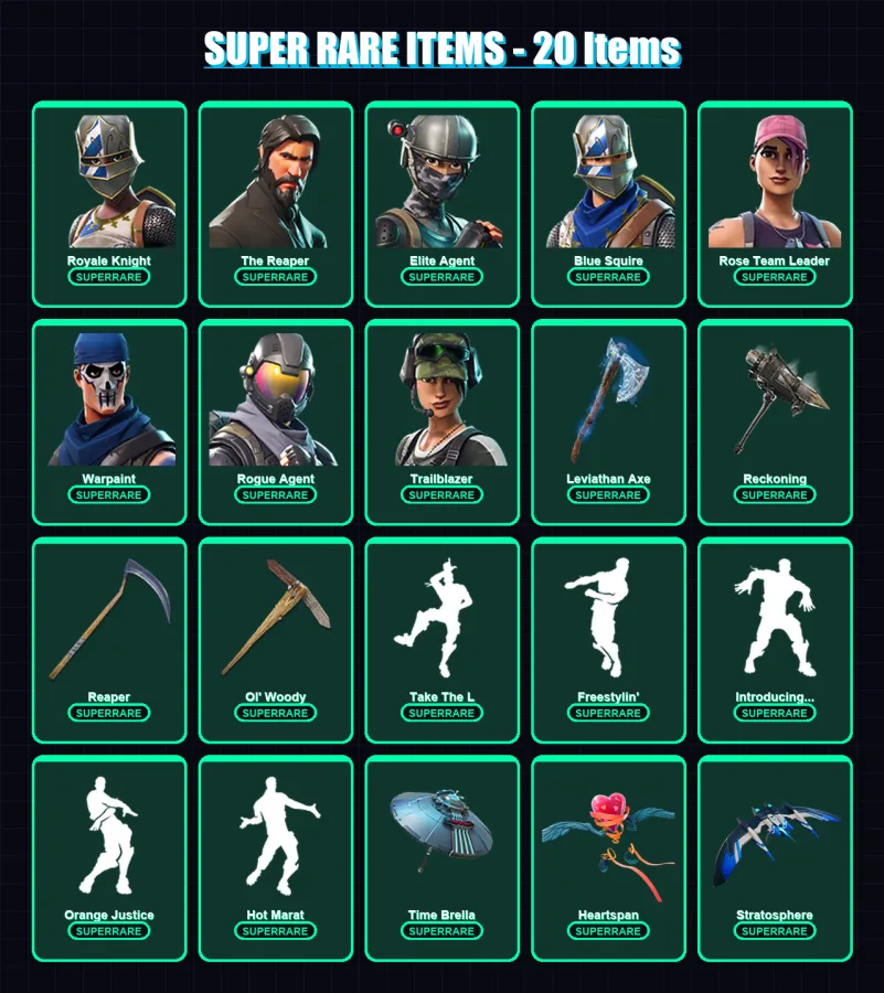 [PS4/PS5/XBOX/PC] | Royale Knight | The Reaper | Omega | Elite Agent | Blue Squire | 224 skin | 233 pickaxe | 286 emote | 171 glider | Lv2718 — Fortnite account