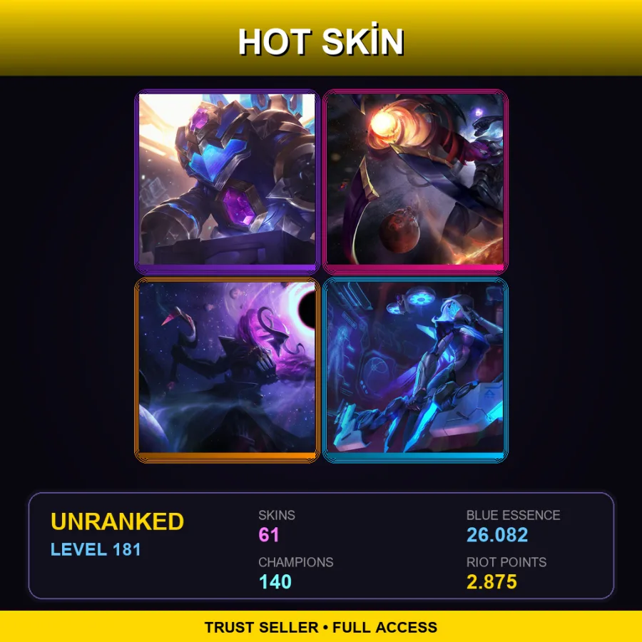 EUW | Hextech Rammus | Dark Star Varus | Dark Star Thresh | PROJECT: Ashe | 61 Skin | 140 Champ | Lv181