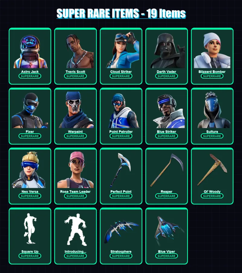 [PC/XBOX/PSN] | Astro Jack | Travis Scott | Cloud Striker | Darth Vader | Blizzard Bomber | 197 skin | 192 pickaxe | 143 emote | 116 glider | Lv1627