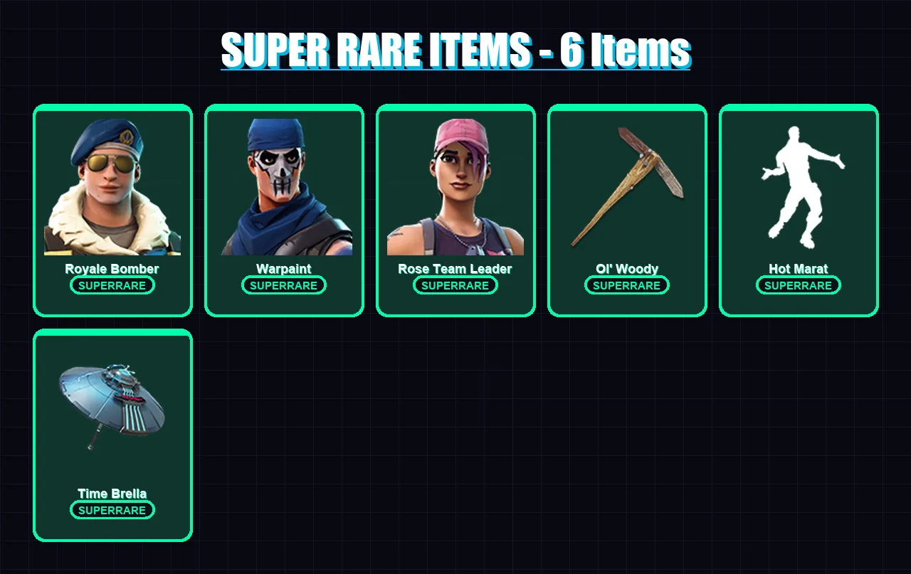 [PC/XBOX/PSN] | Royale Bomber | Warpaint | Rose Team Leader | Zenith | Frostbite | 35 skin | 38 pickaxe | 51 emote | 44 glider | Lv518