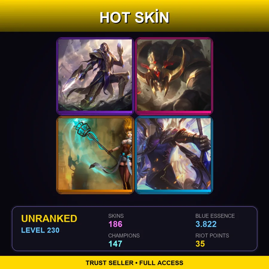 TR | Lv230 | Unranked | 186 Skin | 147 Champ