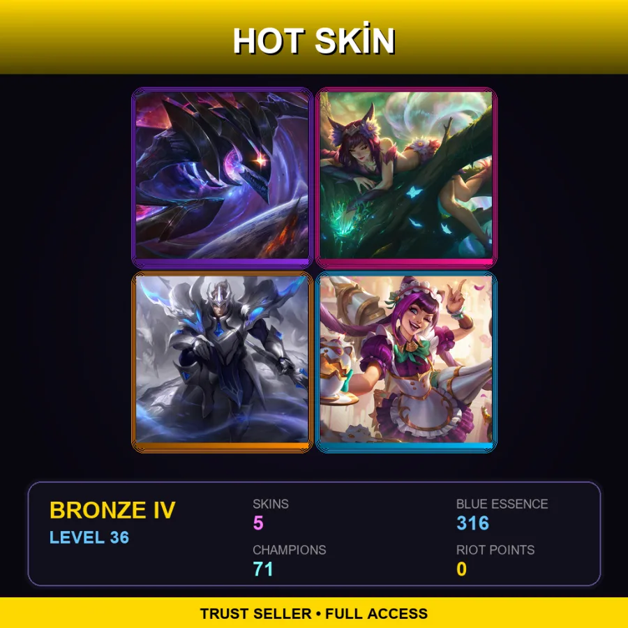 VN | Lv36 | Bronze IV | 5 Skin | 71 Champ — LoL account