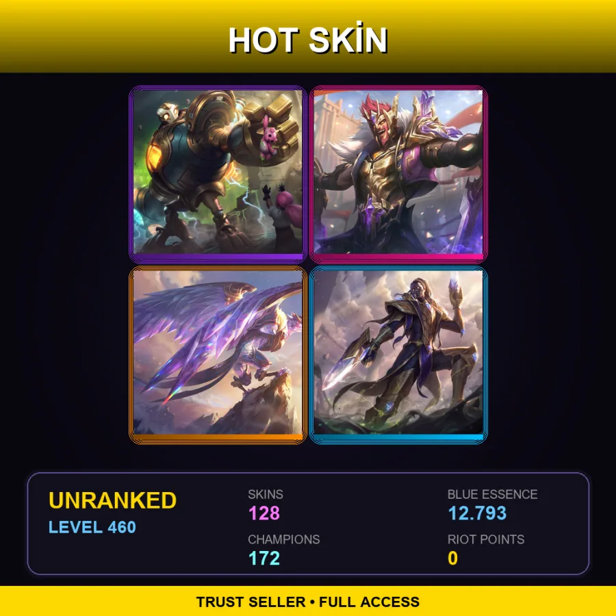 LAN | Lv460 | Unranked | 128 Skin | 172 Champ — Challenger Nidalee