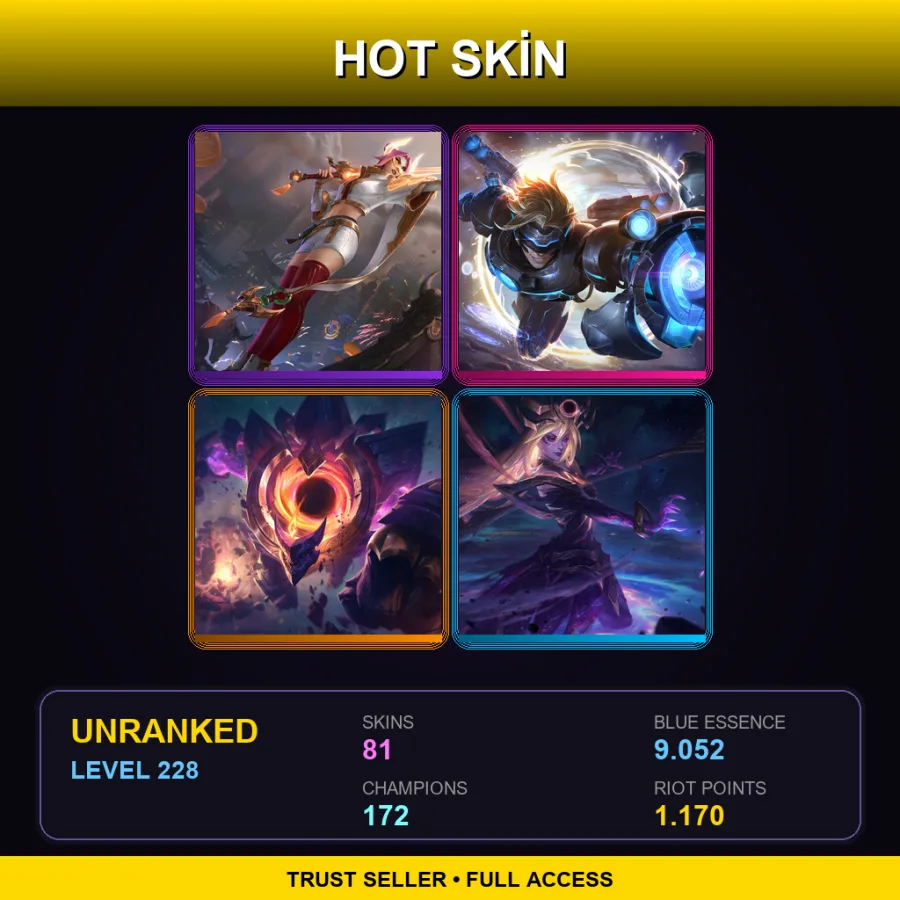 KR | Lv228 | Unranked | 81 Skin | 172 Champ — LoL account