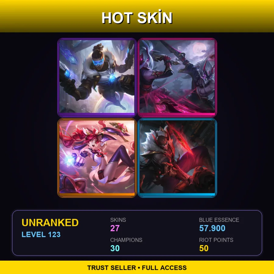 BR | Lv123 | Unranked | 27 Skin | 30 Champ — LoL account