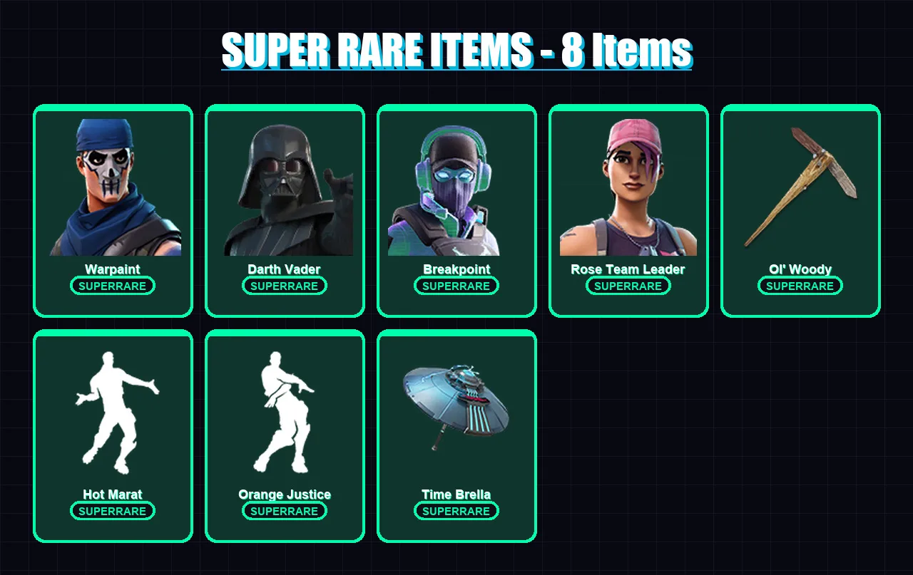 [PC/XBOX/PSN] | Warpaint | Darth Vader | Breakpoint | Rose Team Leader | Midas | 193 skin | 241 pickaxe | 202 emote | 237 glider | Lv3204