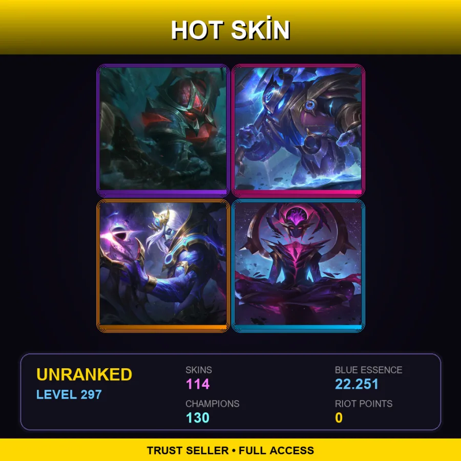 TR | Lv297 | Unranked | 114 Skin | 130 Champ