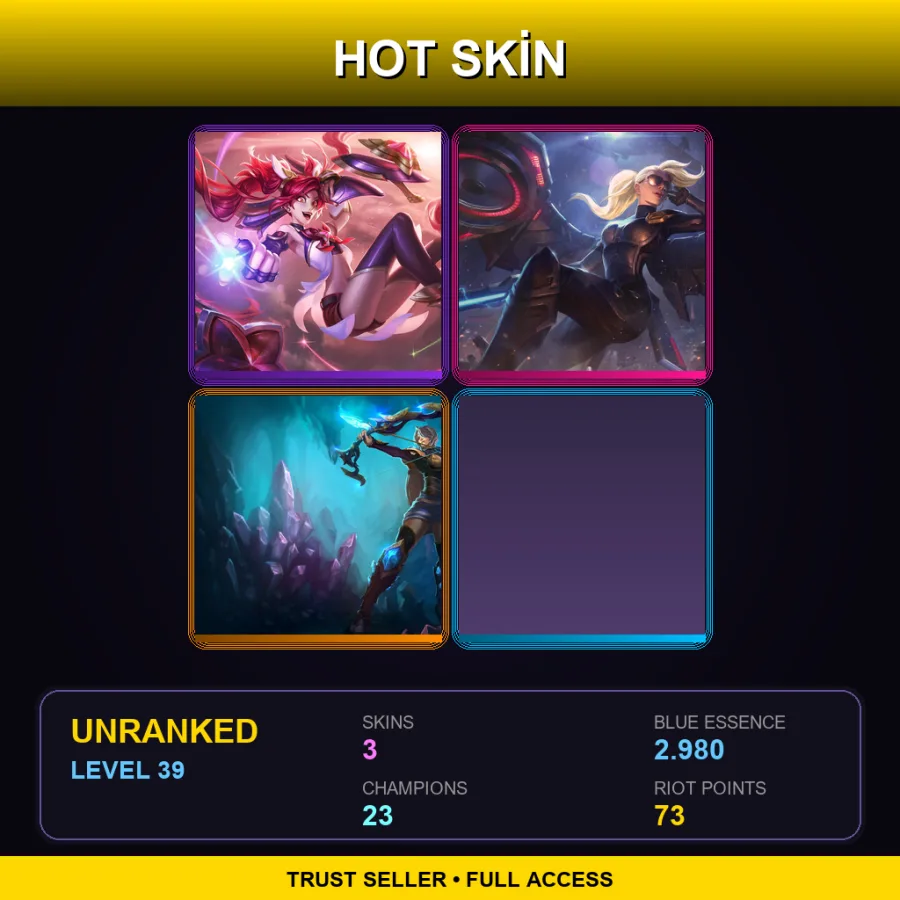 OCE | Lv39 | Unranked | 3 Skin | 23 Champ